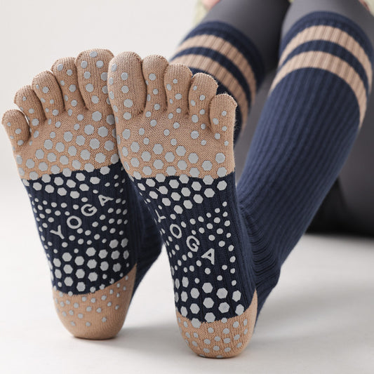 Active Highrise Two Tone Five Toe Grip Socks