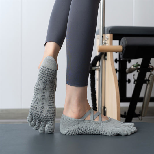 Active Ankle Cross Five Toe Grip Socks