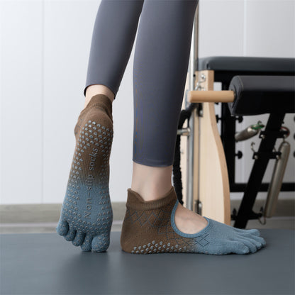 Active Low Rise Open Back Mix Colour Five Toe Grip Socks