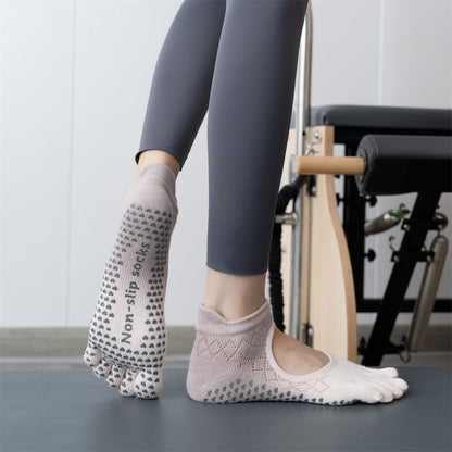 Active Low Rise Open Back Mix Colour Five Toe Grip Socks