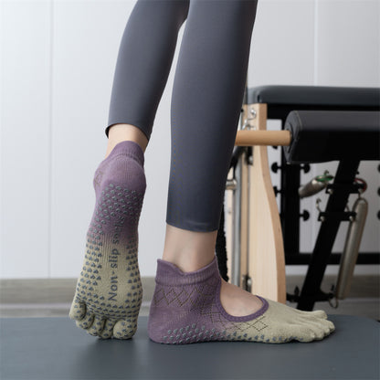 Active Low Rise Open Back Mix Colour Five Toe Grip Socks