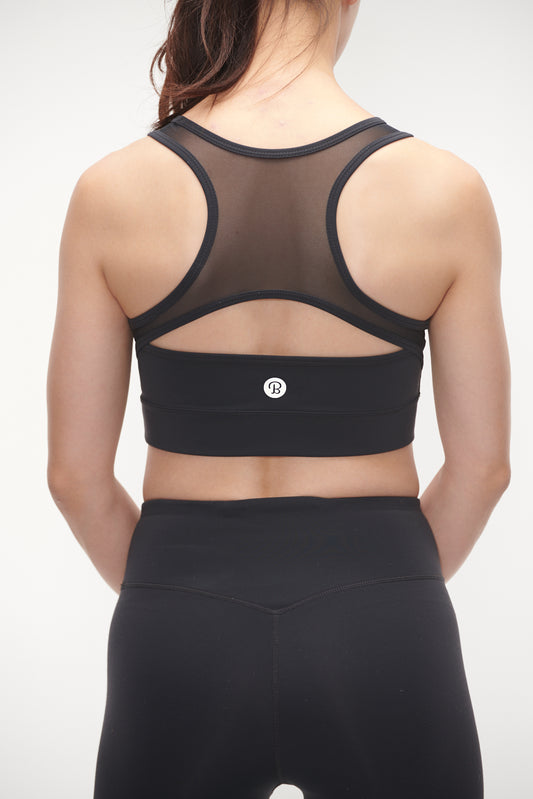 Active Mesh Black Sports Bra